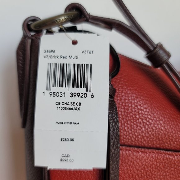 COACH Chaise Colorblocked Pebbled Leather Crossbody- Brick Red Multi 🎈$195. ⭐ - Picture 16 of 16